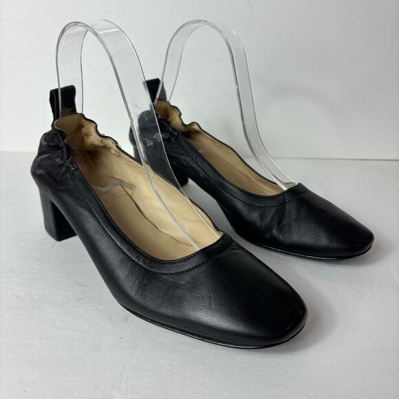 Everlane Womens 7.5 The Day Heel Pumps Shoes Black Italian Leather Work Career - Picture 3 of 8